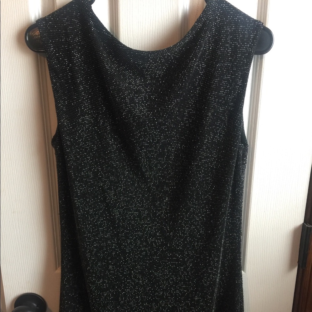 Express Small Shiny Black Sequin Tunic Top